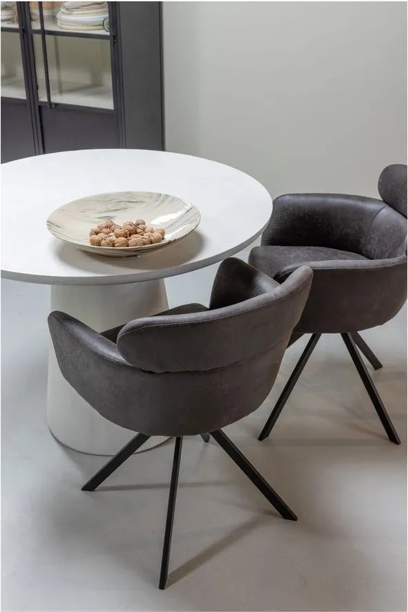 Ciemnobrązowy tapicerowany fotel jadalniany z podłokietnikami Fenne – WOOOD