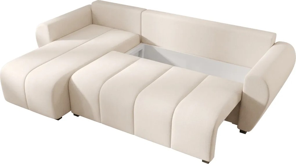 PROMOCJA Rozkładany narożnik dwustronny do L SEVIO 246x145 cm, kremowy + 2 poduszki GRATIS II. jakość