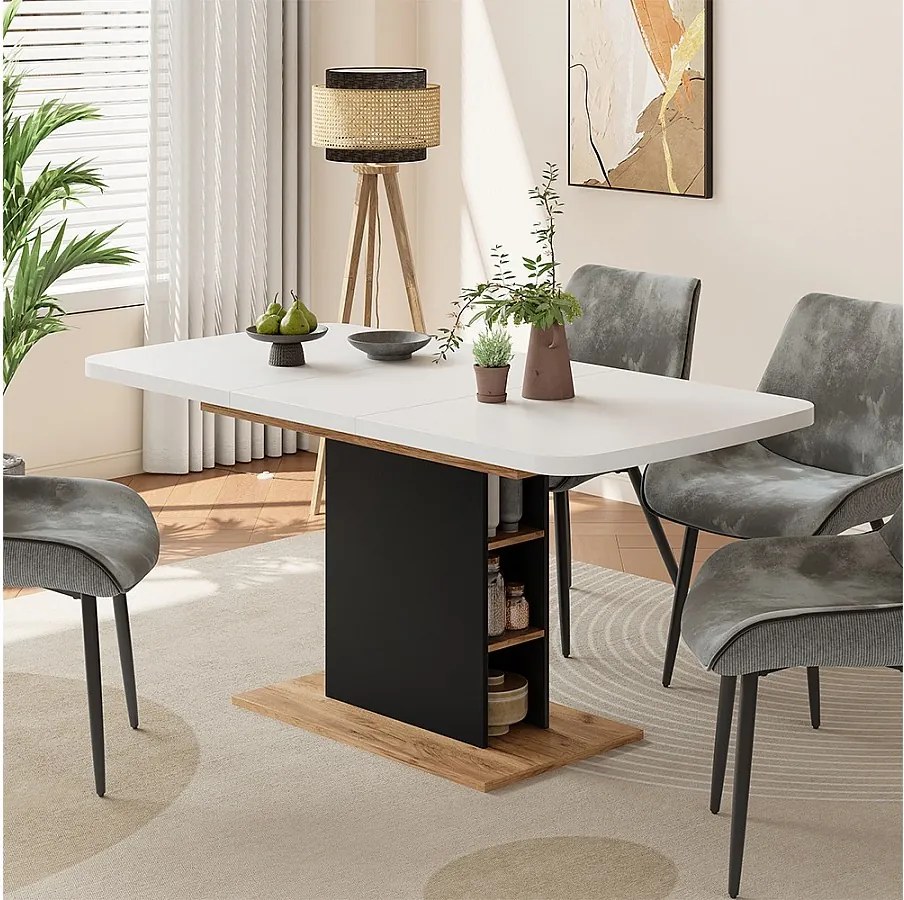 Stół jadalny biały/złoty dąb 120x80x77.3 fenaro