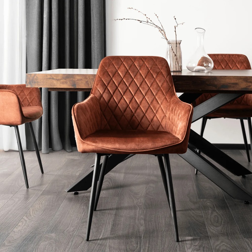 Krzesło Tapicerowane do Jadalni BRESSO Rude Welurowe Nowoczesne Loft