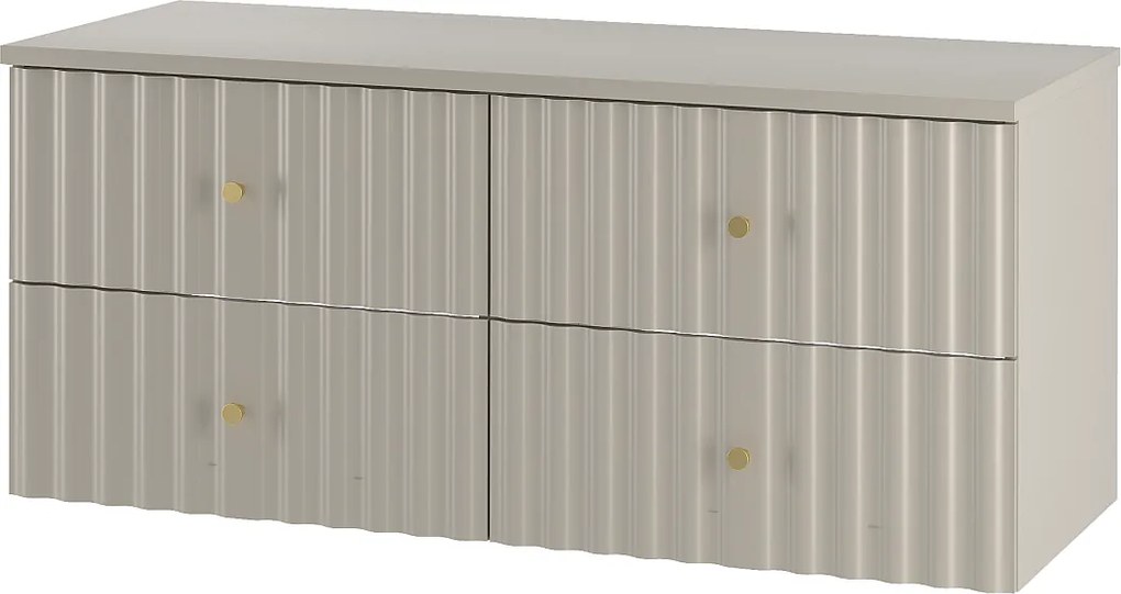 Kaszmirowy Zestaw Łazienkowy 120cm Szafka z Blatem Ryflowane Frontu Aqua