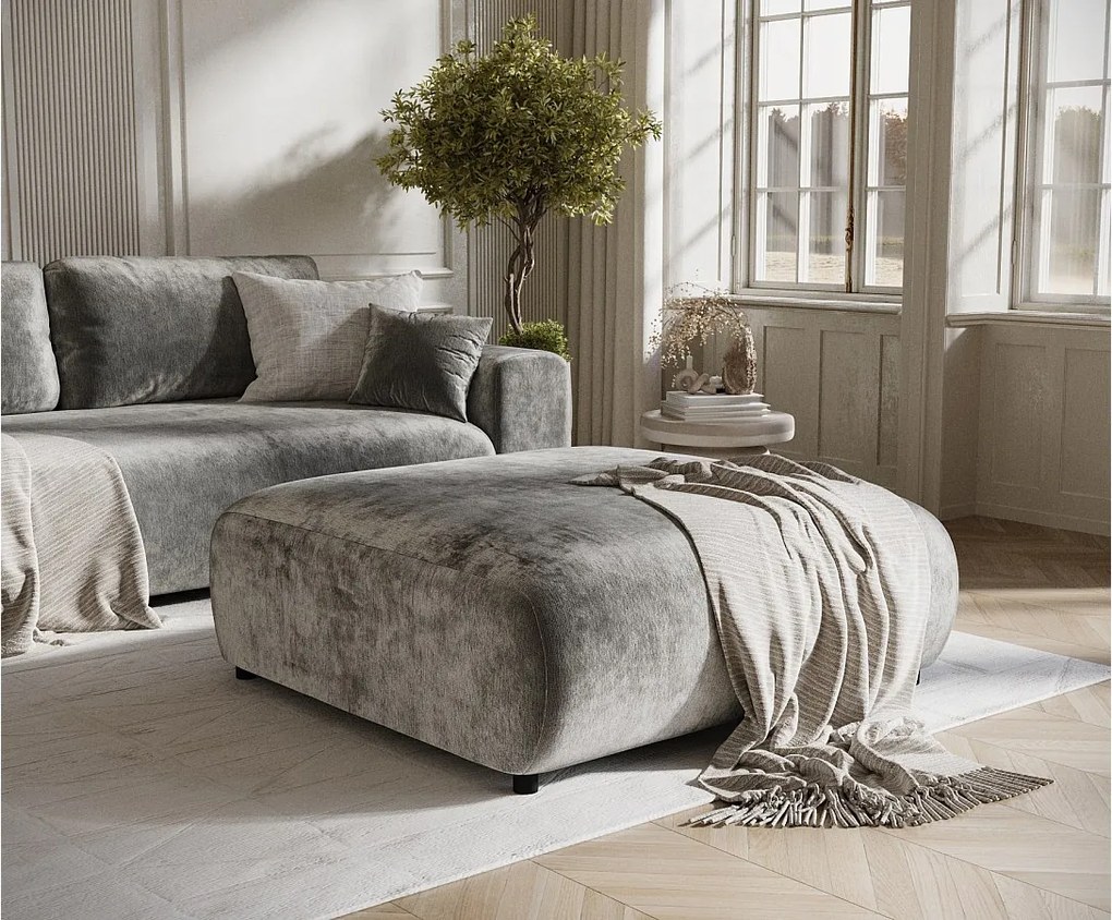 Puf w tkaninie szenilowej Zanzibar - 110x110 cm - szary