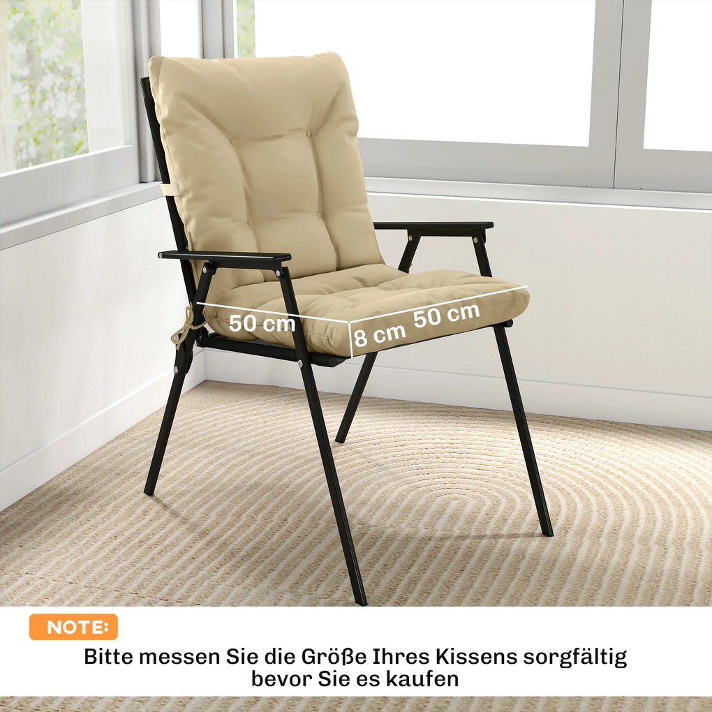 Outsunny Wodoodporne poduszki na krzesła z oparciem i paskami do użytku wewnętrznego i zewnętrznego, beżowe | Aosom PL