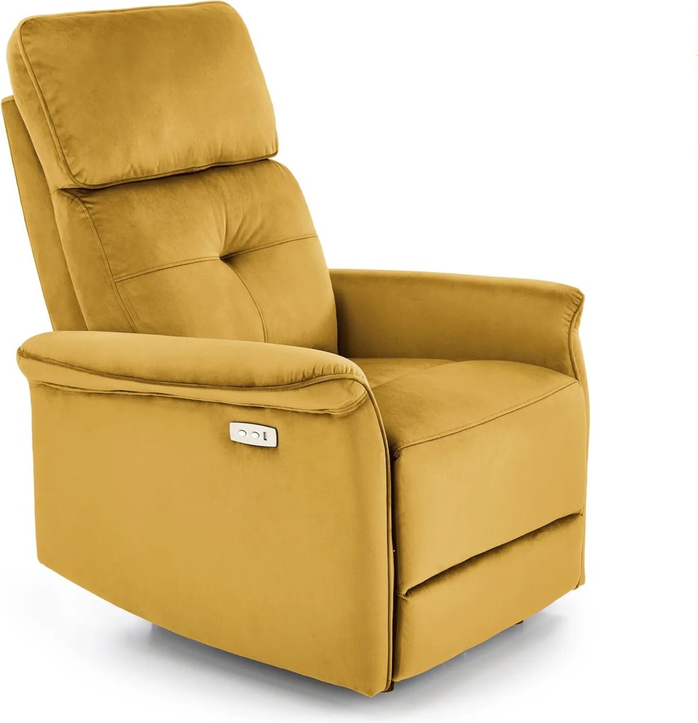 Aksamitny fotel Semir z funkcją elektrycznego rozkładania