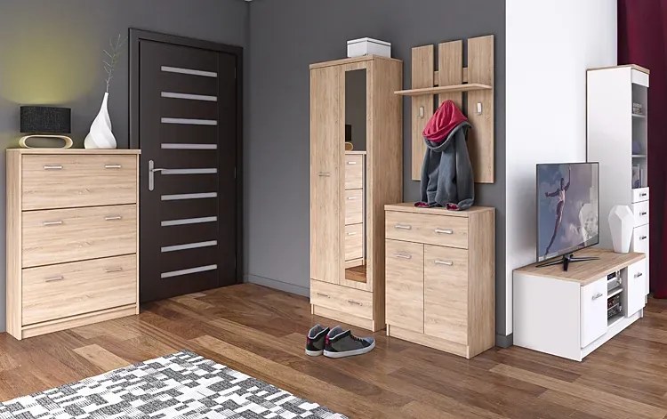 Biała szafa dwudrzwiowa z lustrem Iksor