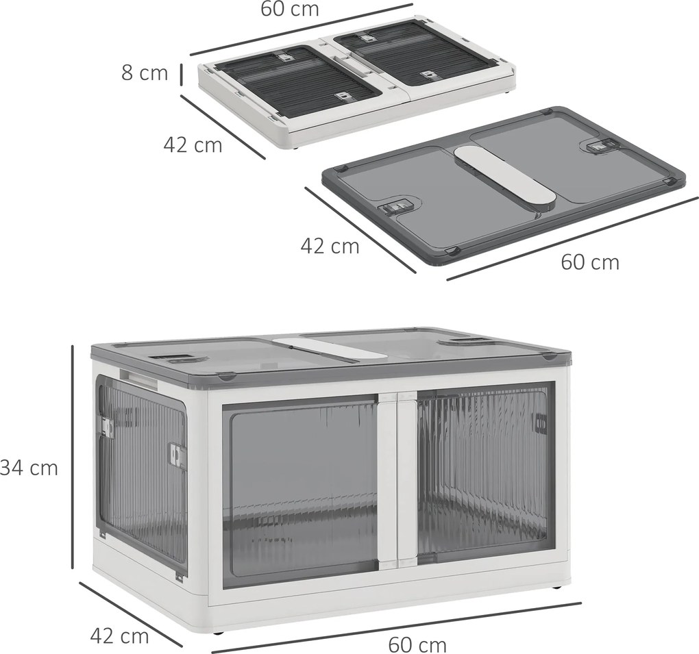 HOMCOM Pojemnik na przechowywanie 69L z kółkami Skrzynia z dostępem z 5 stron Biała przestrzeń magazynowa | Aosom PL