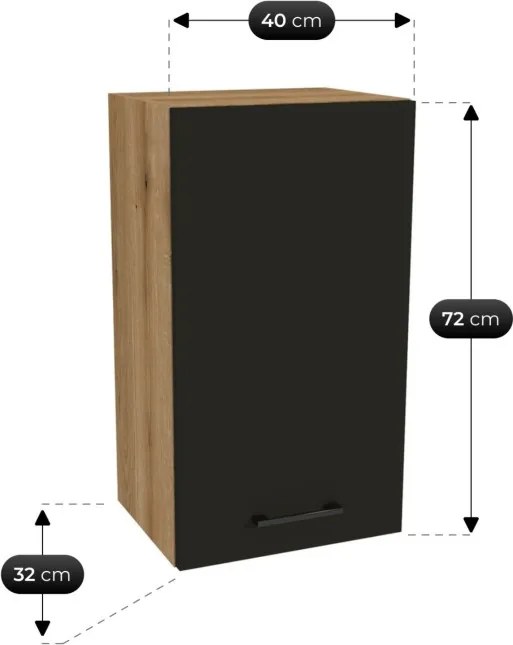 Zestaw Mebli Kuchennych MODERN 260 cm Dąb Evoke/Czarny Loftowy