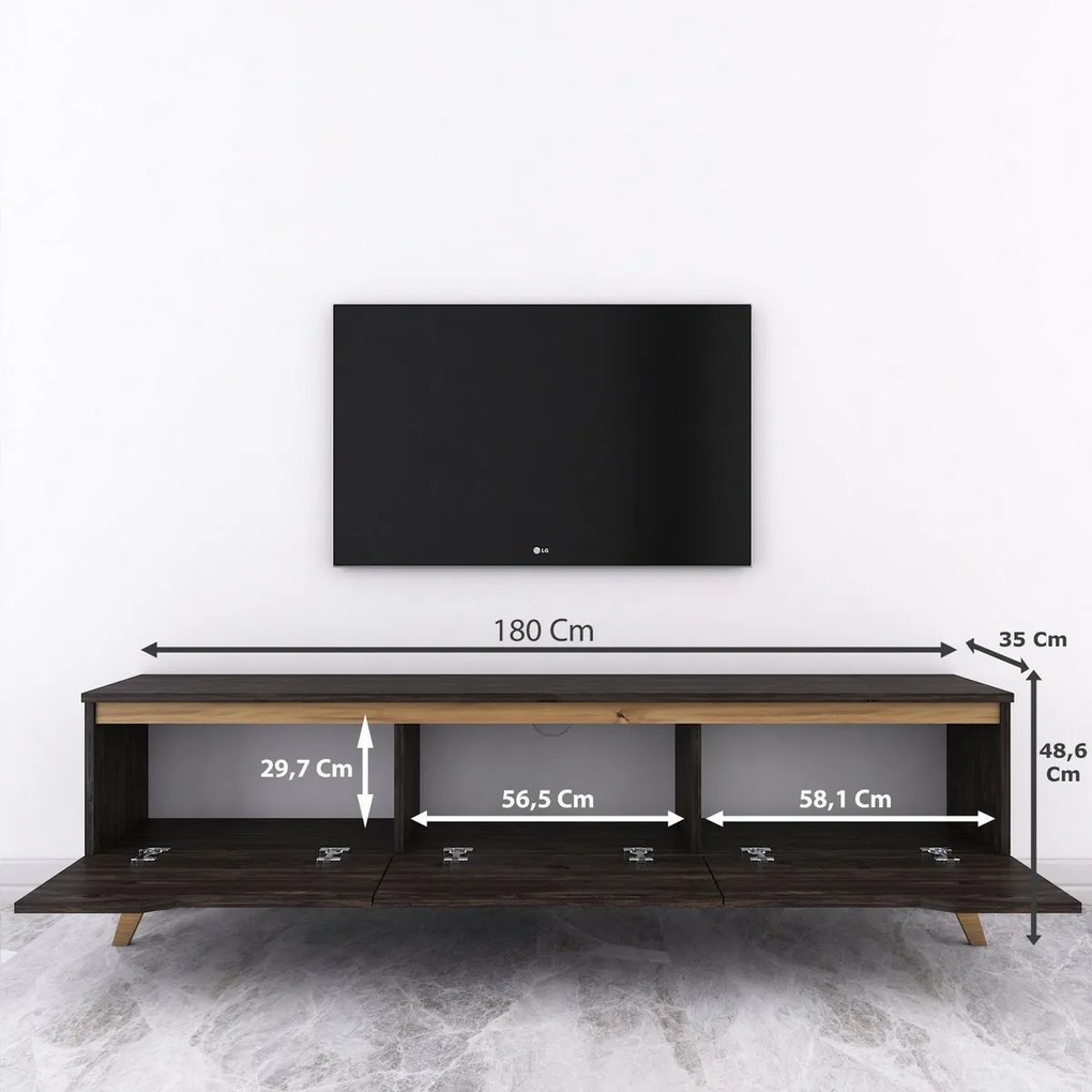 Stolik pod telewizor Dita Black and Walnut