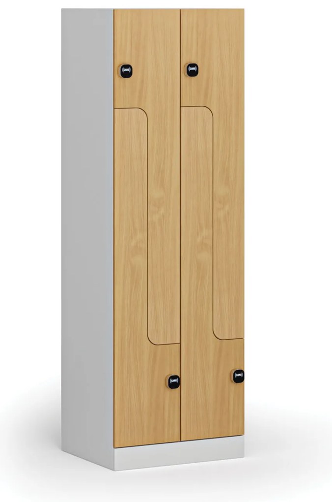 Metalowa szafka ubraniowa S1 Z, 4-drzwiowa, 1850 x 600 x 500 mm, demontaż, zamek RFID, drzwi laminowane, buk
