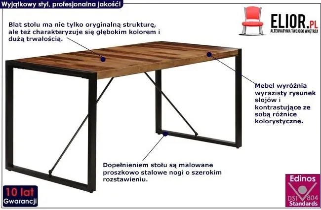 Brązowy stół z sheesham 80x160 – Fulo 4X