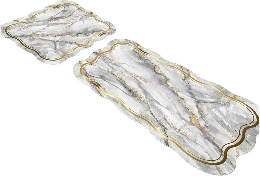 Dywaniki łazienkowe w szaro-złotym kolorze zestaw 2 szt. 60x100 cm – Foutastic