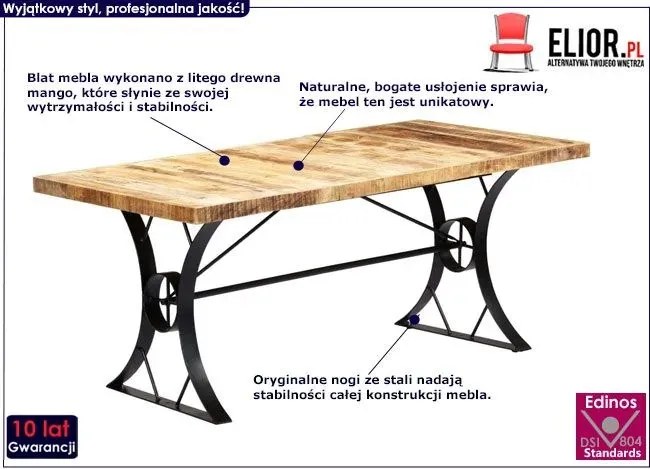 Jasnobrązowy stół z drewna mango Endy