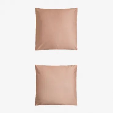 Pack 2 Poszewek Na Poduszki Z Satyny 300 Nitek Sampras Toasted Almond & 60 X 60 Cm - Sklum