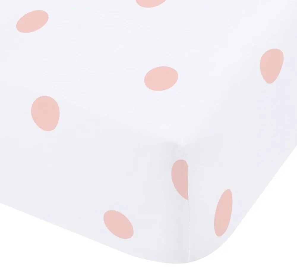 Białe/różowe flanelowe prześcieradło z gumką 150x200 cm Polka Dot – Catherine Lansfield