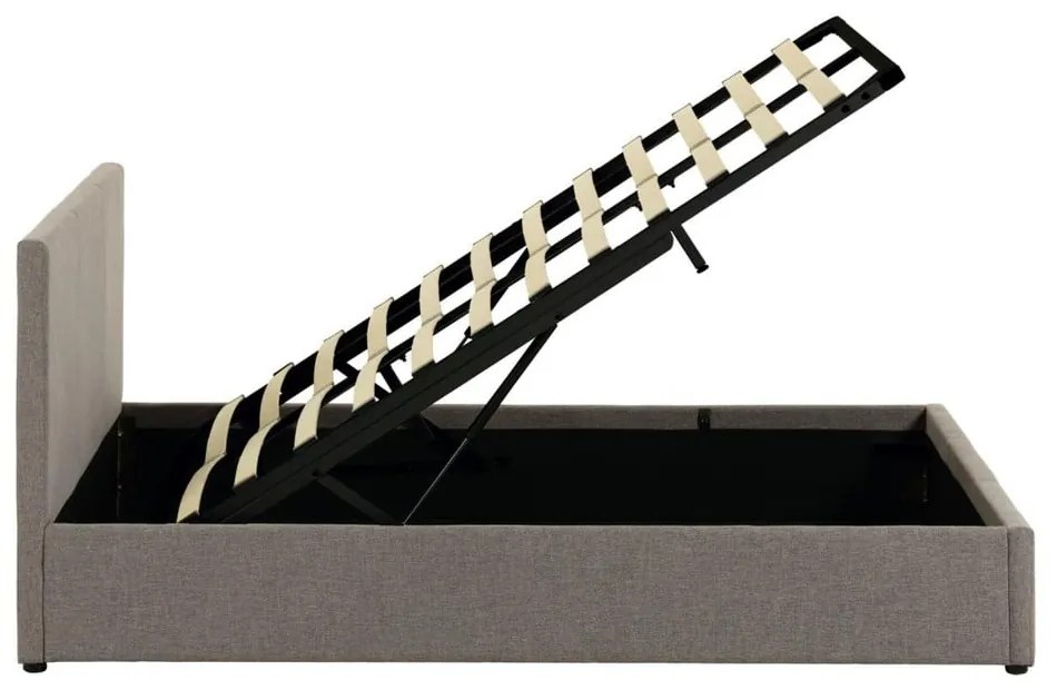 Szare tapicerowane łóżko dwuosobowe ze schowkiem i stelażem 180x200 cm Nahiri – Kave Home