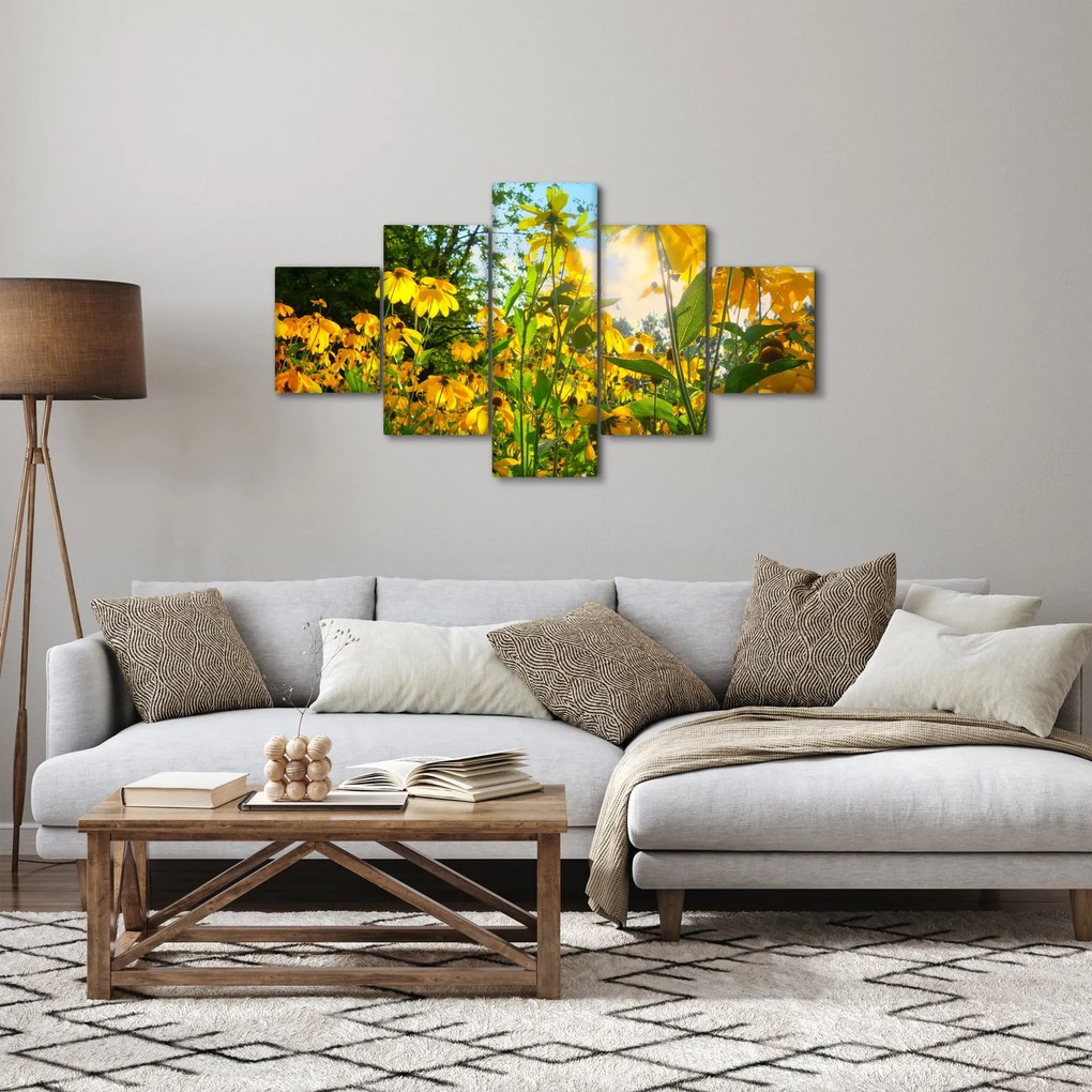 Obraz żółtych kwiatów (125x70 cm)