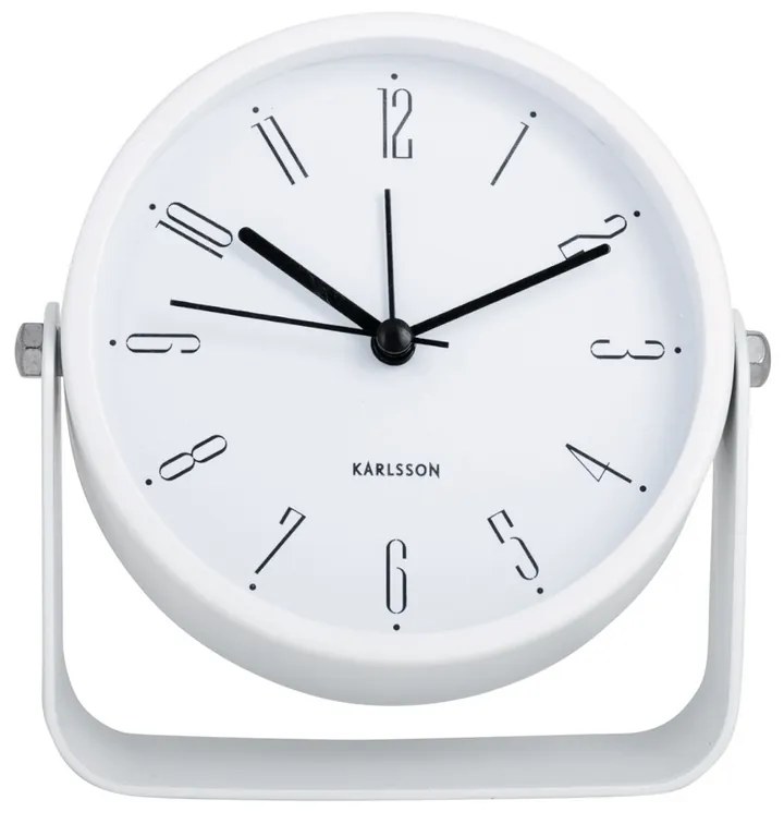 Karlsson 5989WH designerski budzik biały,średnica 12 cm