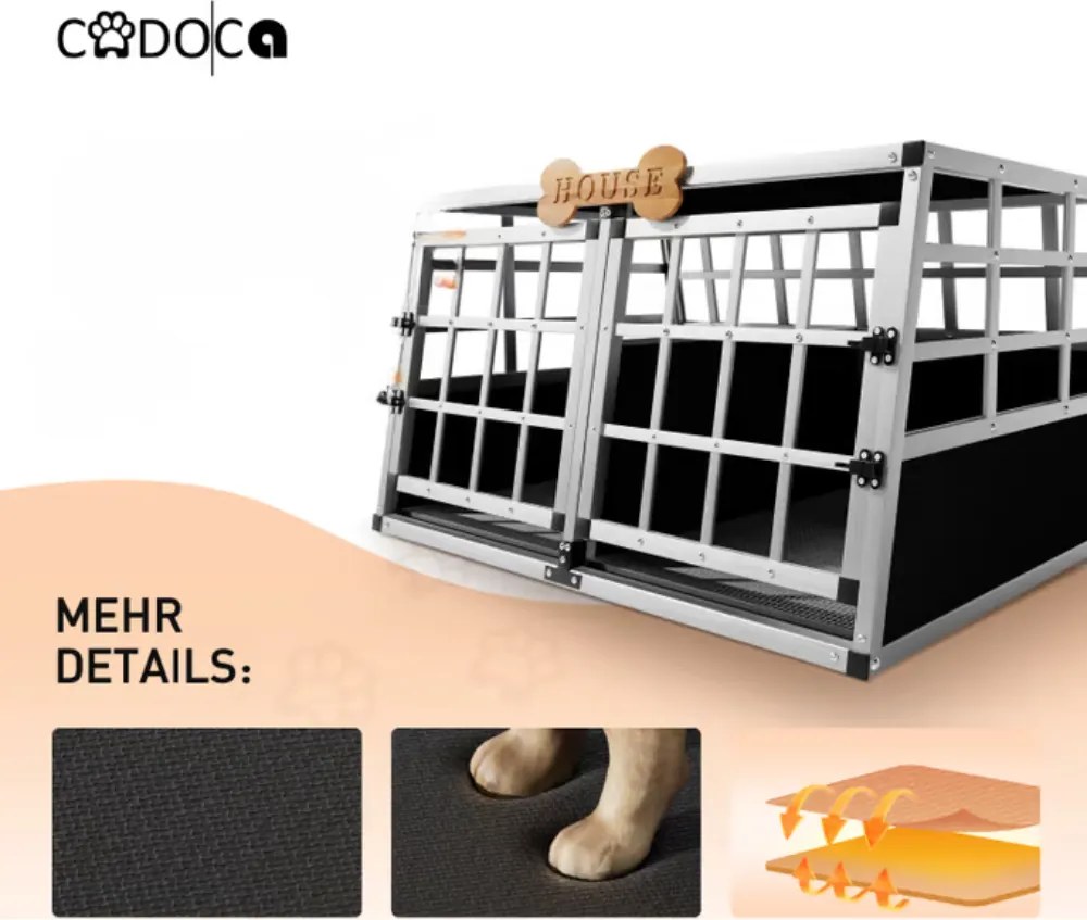 Transporter dla psa BRUNO, 89x70x51cm, srebrna/czarna Cadoca