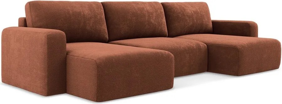 Rozkładany narożnik ze zniżką z tkaniny szenilowej (w kształcie litery U) w kolorze terakoty Kona – Makamii