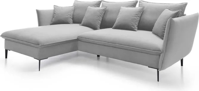 Narożnik GLOSS Lewostronny z funkcją spania, zestaw z poduszkami wolnostojący tkanina RIVIERA 81 Niebieski WERSAL