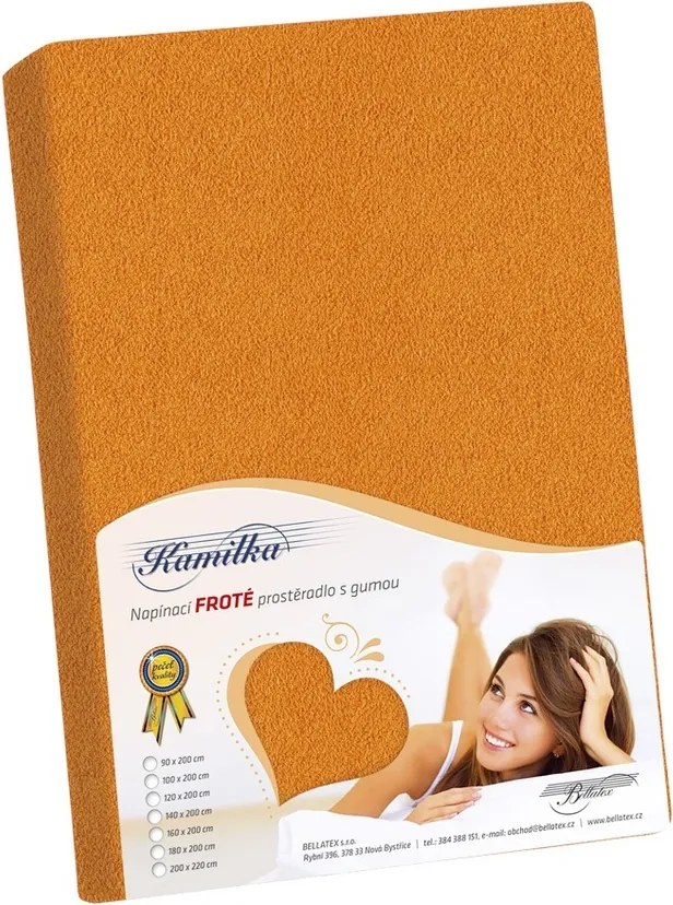 Bellatex Prześcieradło frotte Kamilka pomarańczowy, 160 x 200 cm