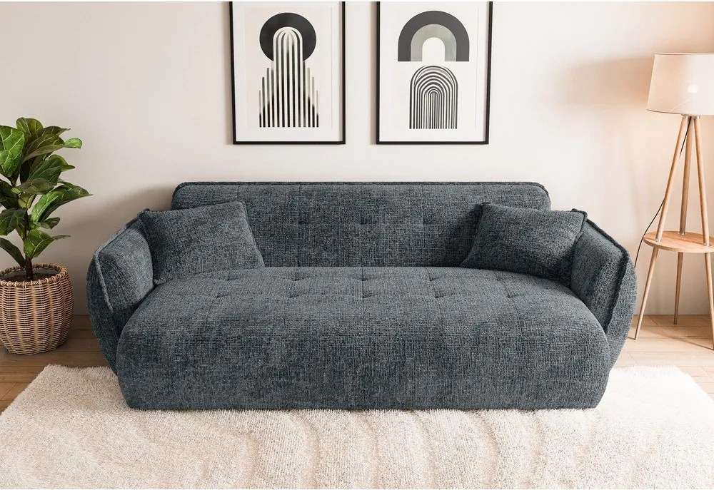 Ciemnoszara sofa z tkaniny szenilowej 250 cm Nelia Big – Ropez
