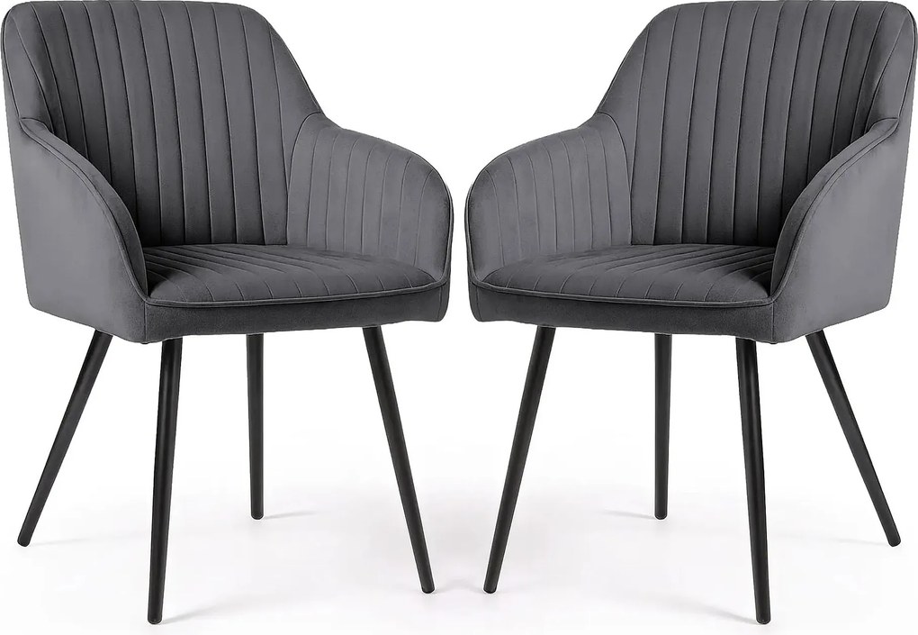 Zestaw 2 grafitowych krzeseł pikowanych C3-W67