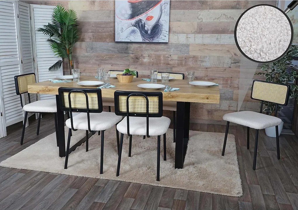 Zestaw 6 krzeseł do jadalni MCW-K88,  tkanina/tekstylia biały