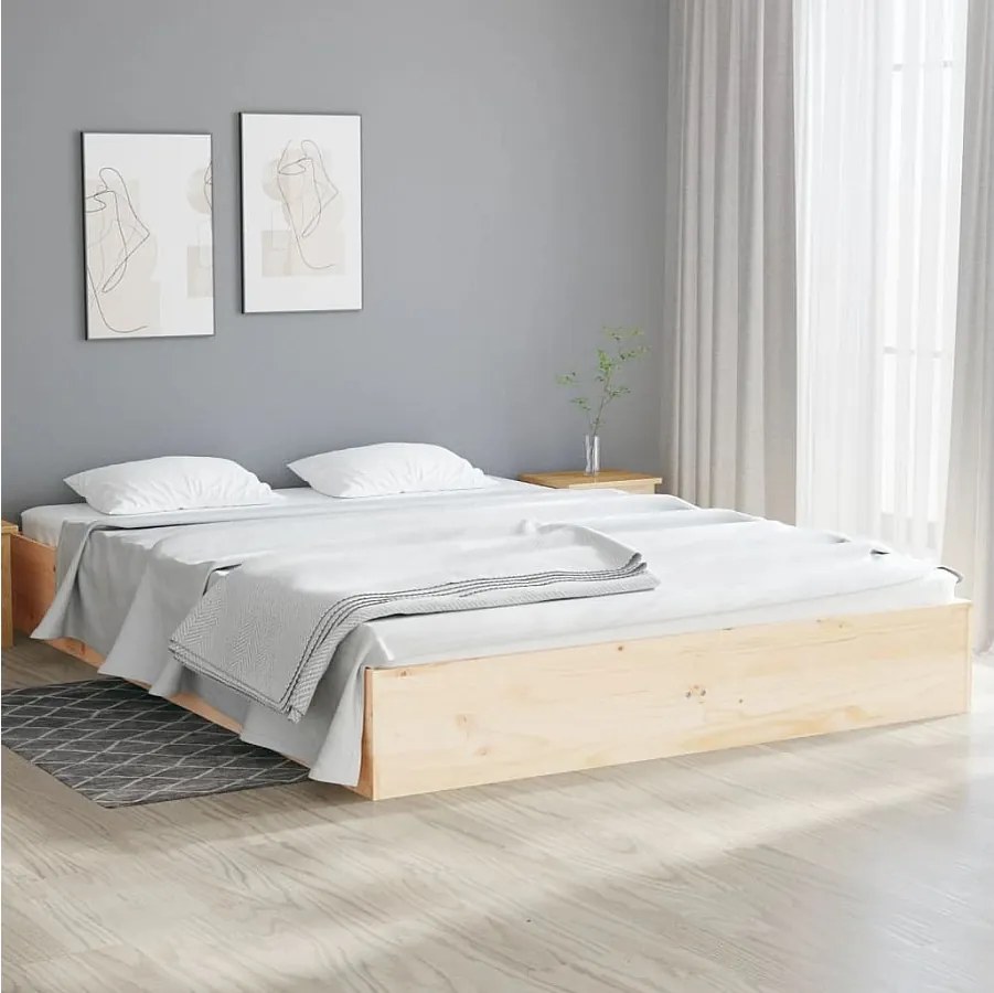 Solidna rama łóżka z litego drewna 140x190 cm bez materaca - Styl Nowoczesny