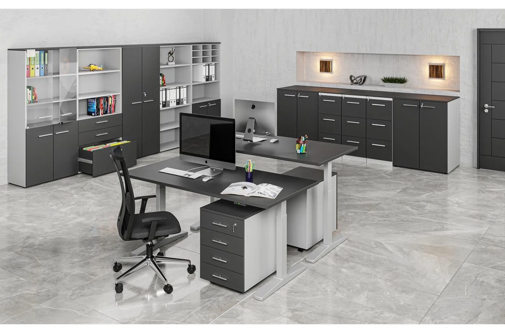 Szafa ubraniowa z wysuwem PRIMO GRAY, 800 x 420 x 1781 mm, szary/grafit