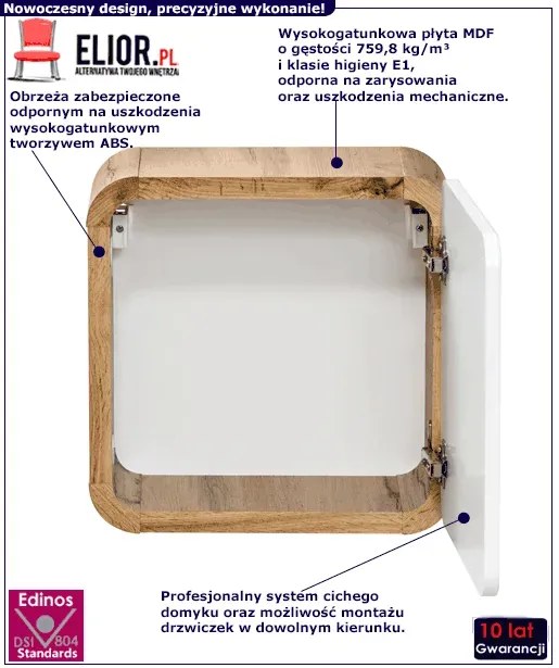 Wisząca kwadratowa szafka łazienkowa Zeftox 2X - biały połysk