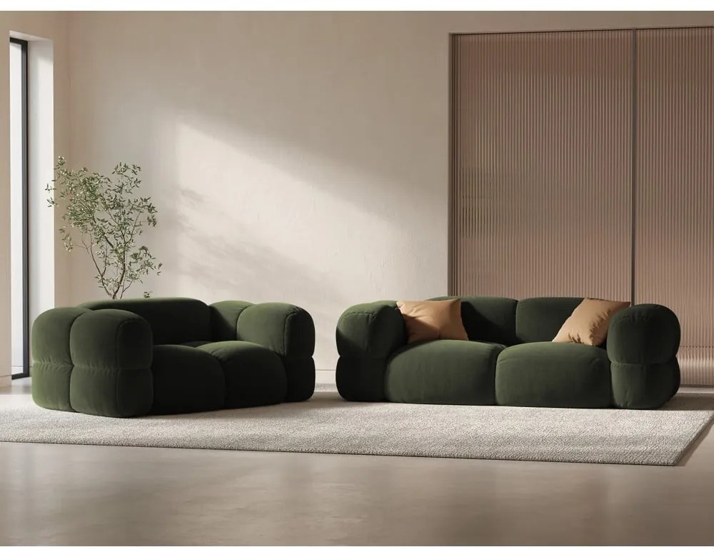 Zielona aksamitna sofa 180 cm Loretto – Cosmopolitan Design