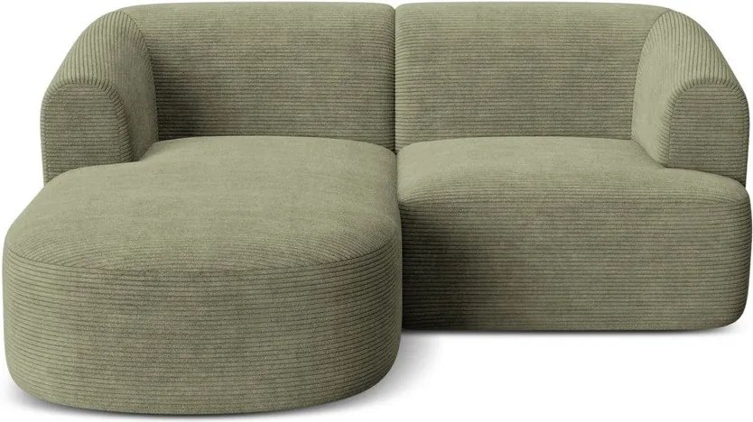 Zielony sztruksowy narożnik (lewostronny/z szezlongiem) Campi – Cosmopolitan Design