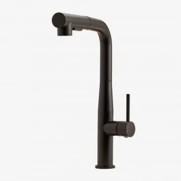 Bateria Kuchenna Z Wyciąganą Wysoką Wylewką Ze Stali Nierdzewnej Olyt Czarna - Sklum