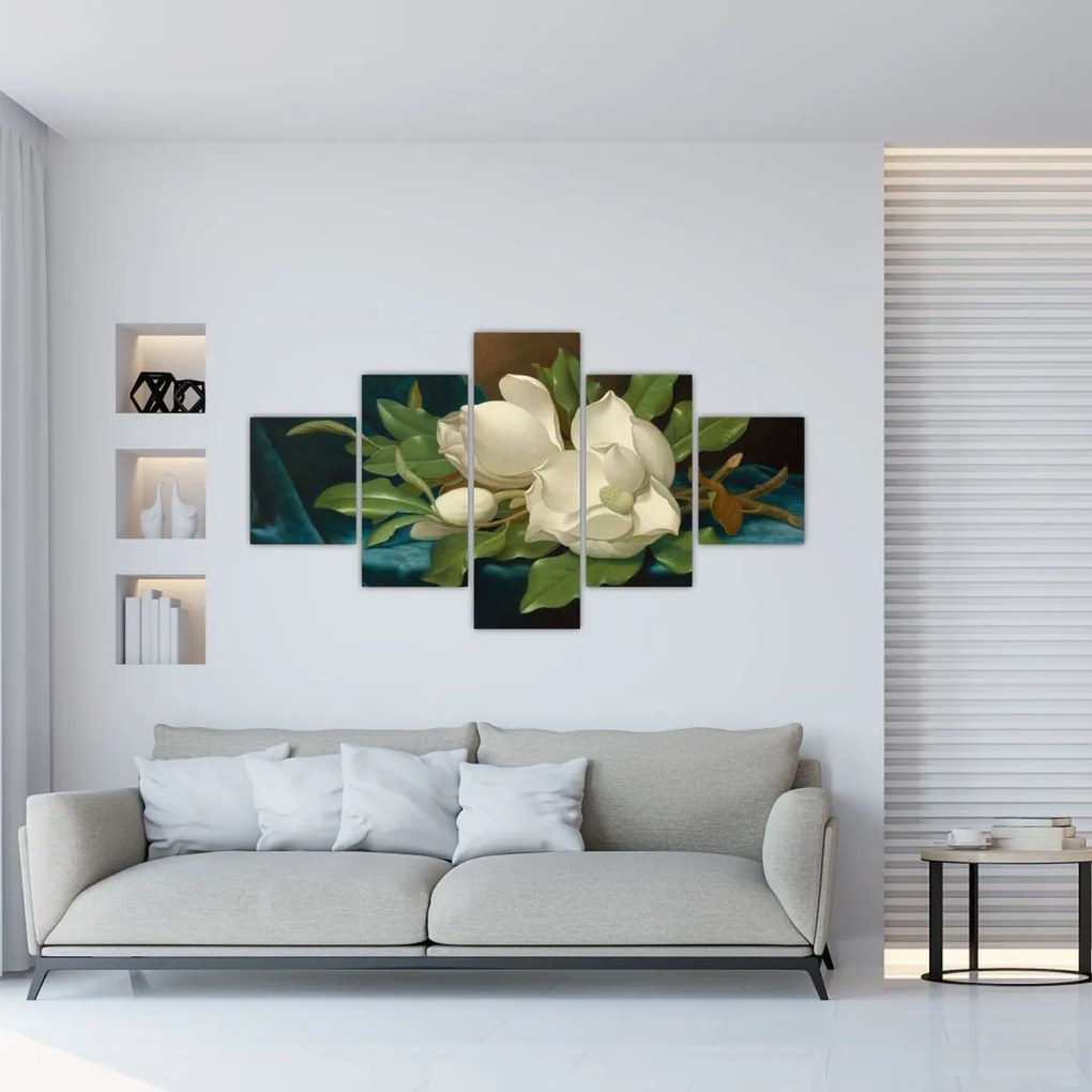 Obraz - Martin Johnson Heade, Giant Magnolias on a Blue Velvet Cloth, reprodukcje (125x70 cm)