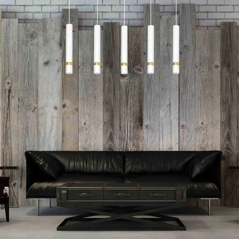 Lampa wisząca, 5 kloszy, biała/złota JOKER WHITE/GOLD 5xGU10