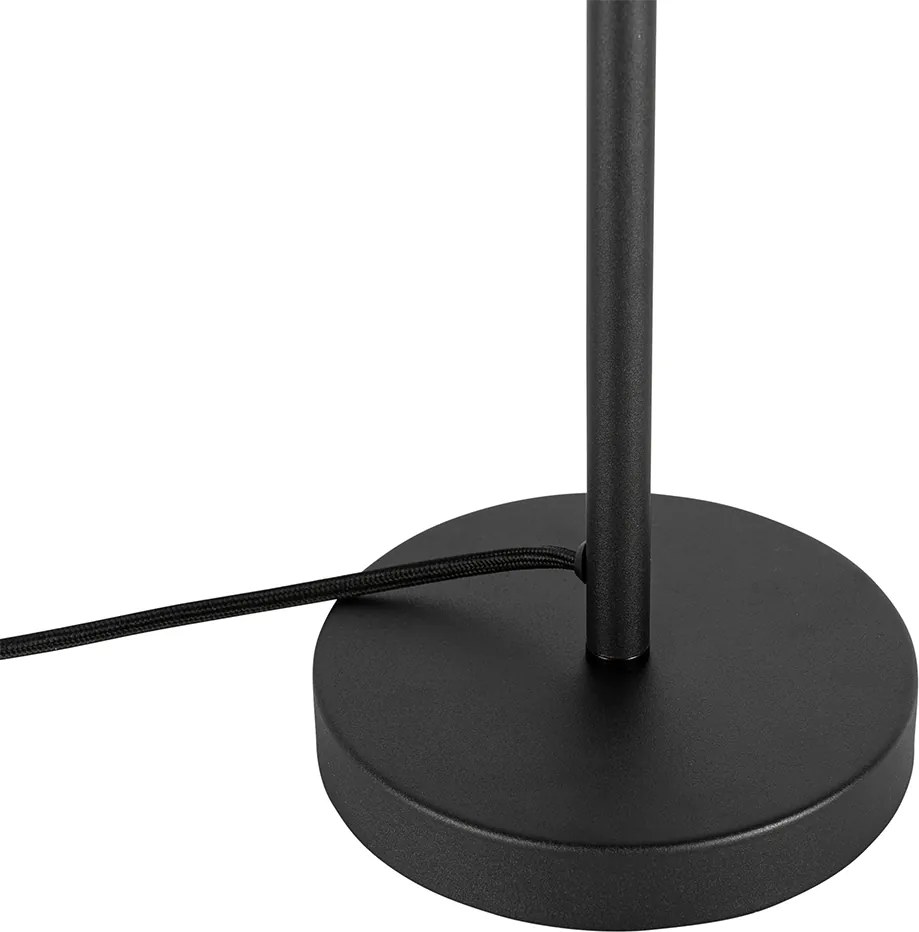 Lampa stołowa art deco czarna z przydymionym szkłem - Bizle