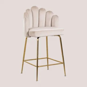 Markina Aksamitny Wysoki Stołek Beige Crema & ↑65 Cm - Sklum