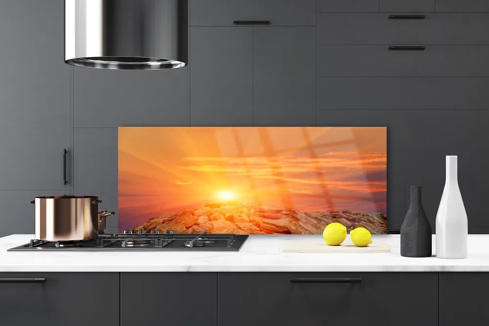 Panel Szklany do Kuchni Szczyty Gór O Zachodzie