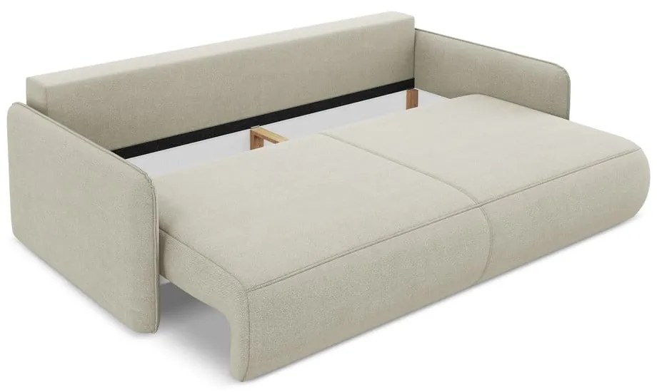 Kremowa rozkładana/ze schowkiem sofa 216 cm Nanea – Makamii