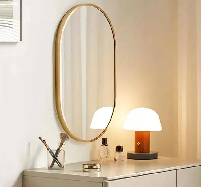 Złote ścienne lustro owalne 80x40 cm K4-T12