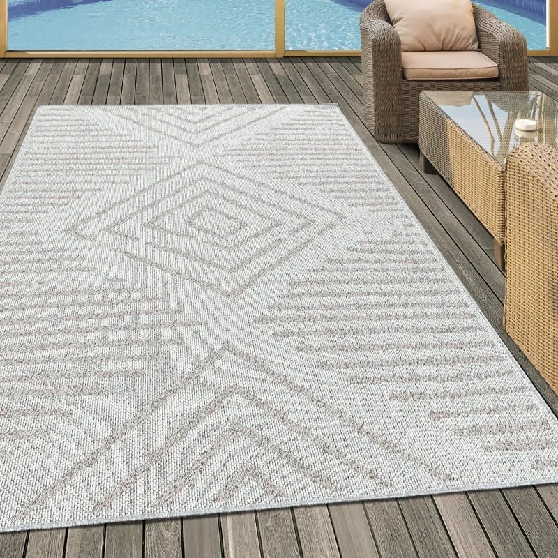 Dywan zewnętrzny Aruba Romby kremowe 160 cm x 230 cm