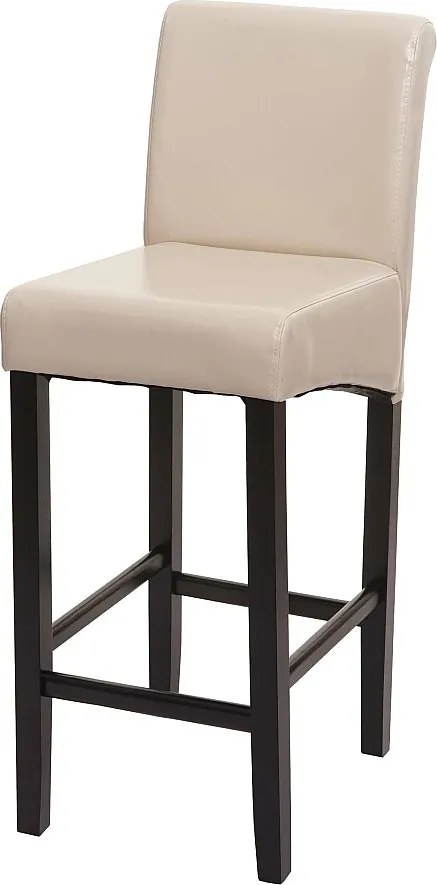 Stołek barowy MCW-C33,  kremowy, ciemne nogi, imitacja skóry