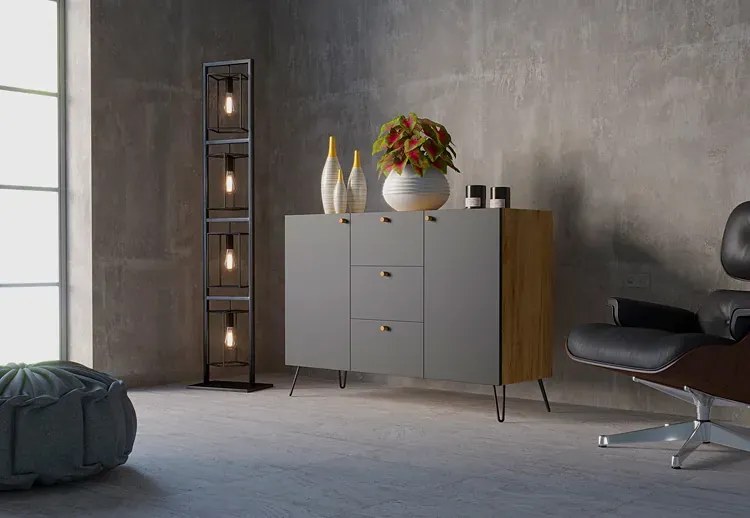 Komoda z szufladami w stylu industrialnym dąb craft + czarny - Zorina 3X