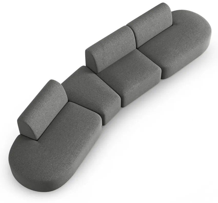 Szara sofa z tkaniny szenilowej lewostronna 428 cm Paolo – Milo Casa