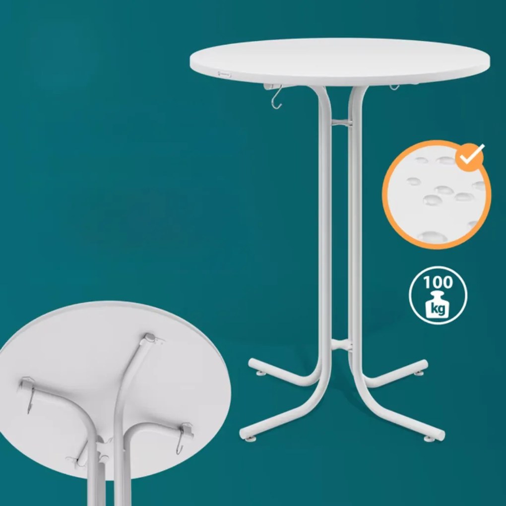 Stół barowy składany RAUL 110x80cm, biały Casaria