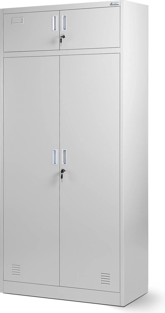Szafa socjalna ubraniowa z lustrem i szufladami szara, 900x1850x500 mm: BORYS