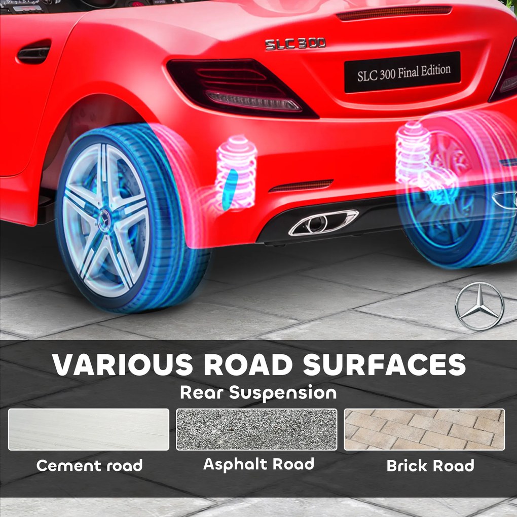 AIYAPLAY Elektryczny samochód dla dzieci z reflektorami LED, pasem bezpieczeństwa, klaksonem, muzyką, 3-5 km/h, dla dzieci 3-6 lat, Czerwony