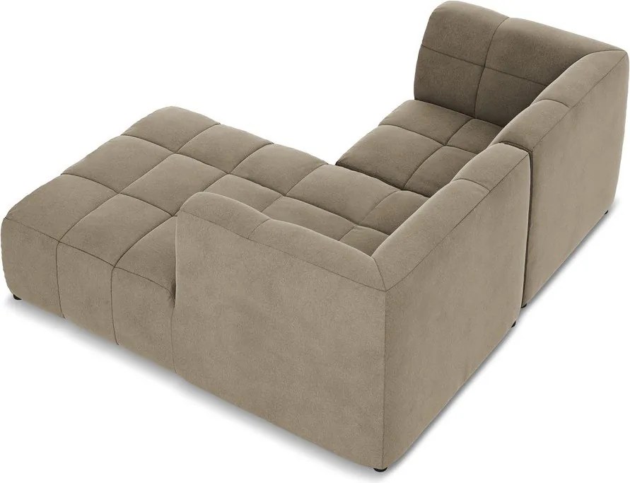 Brązowy aksamitny narożnik (prawostronny/z szezlongiem) Aloha – Makamii