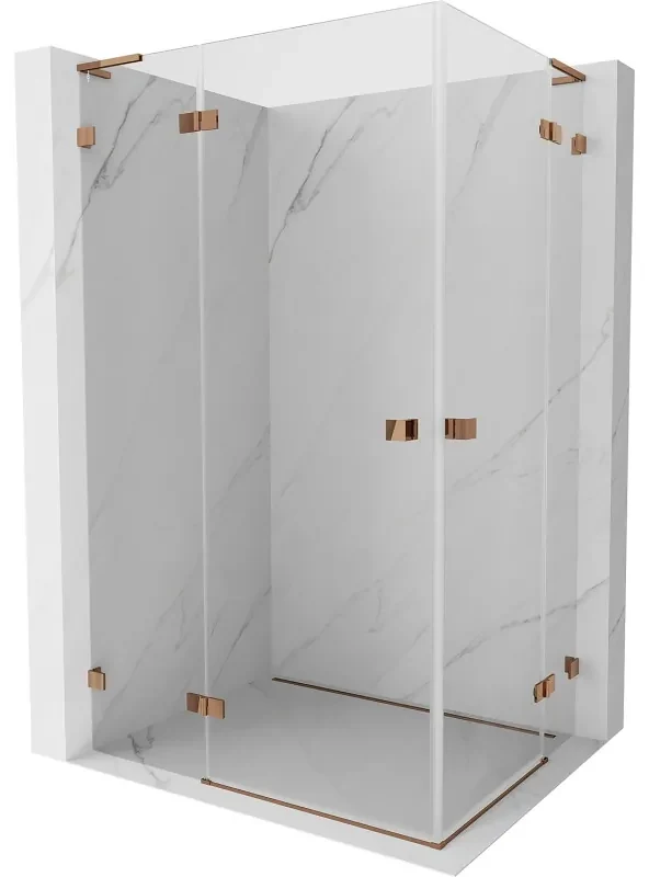 Mexen Lunar L Duo kabina prysznicowa uchylna 115 x 70 cm, transparent, różowe złoto - 834L-115L-070P-60-00